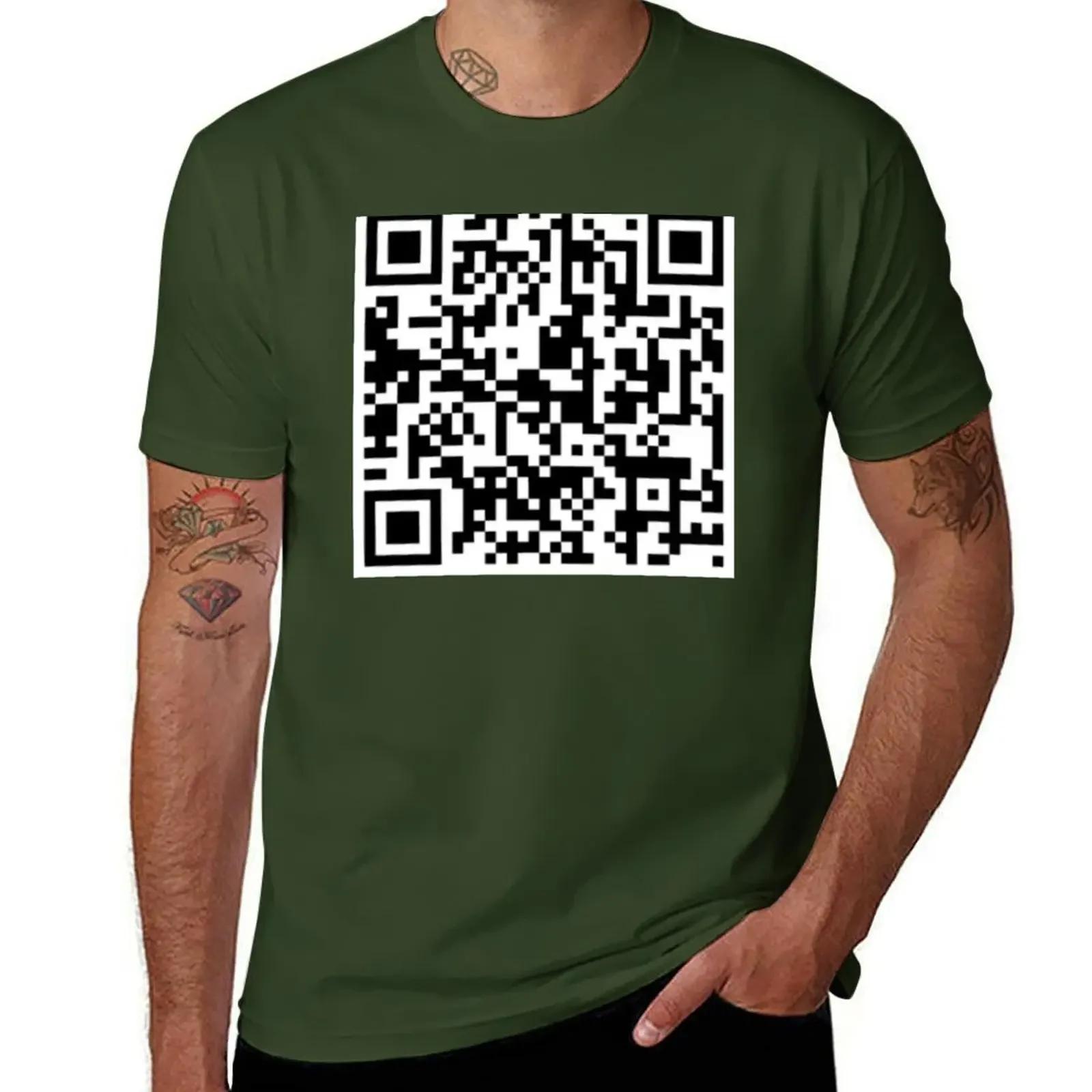 

Plus Sizes Customs Design Your Own Workout Shirts for Men Rickroll QR Code T-Shirt Harajuku Graphic Oversized Summer Funny New 2XL