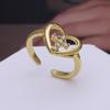 Love Cross Open Ring Women'S Copper Gold Plated Zircon Delicate Ring