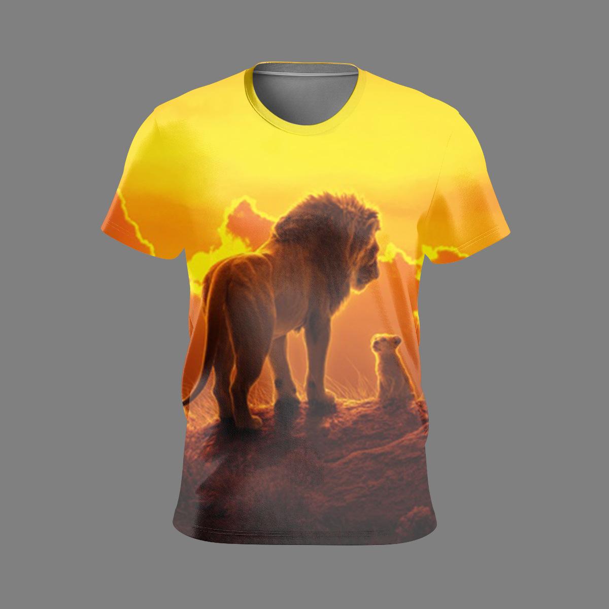 

Animal Lion Summer Outfit New Men s 3D Printed T-shirt Men s Fashion Loose Three-dimensional Versatile Round Neck Short Sleeved T-shirt 6XL помаранчевий