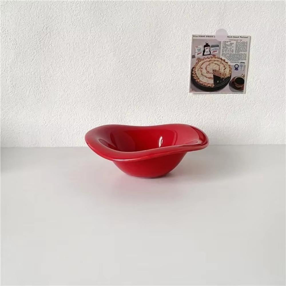 Solid Color Dessert Bowl Irregular Fruit Bowl Creative Wavy Salad Bowl  Afternoon Tea