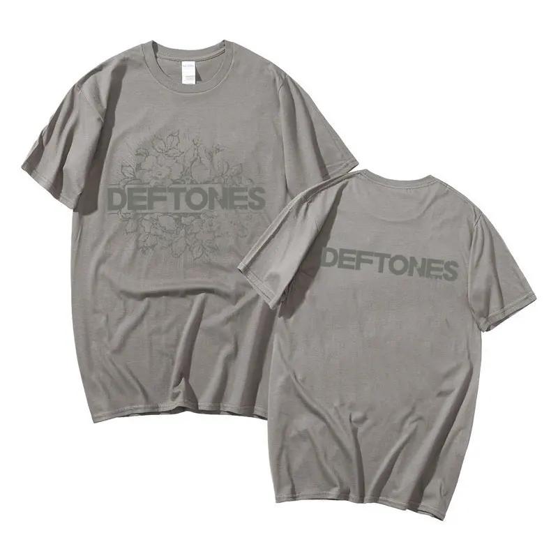 Deftones Floral Burst Double Sided Print T-shirts Punk Rock Band Fashion y2k T Shirt Short Sleeve Summer Man Streetwear