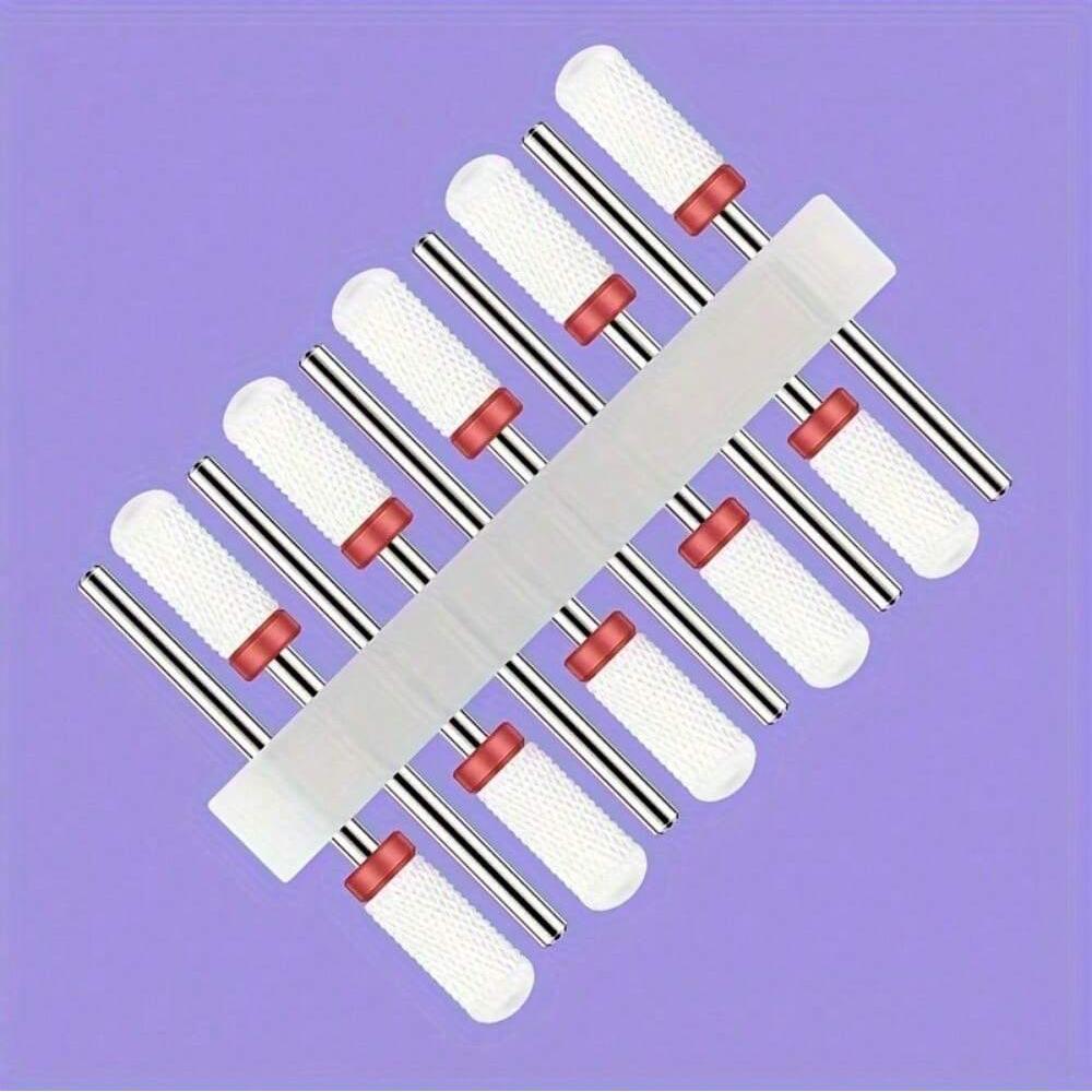 10pc/Set Ceramic Milling Cutter Nail Drill Bits Burr Gel Polish Remove Tools Cuticle Electric Manicure Files Kit Accessories