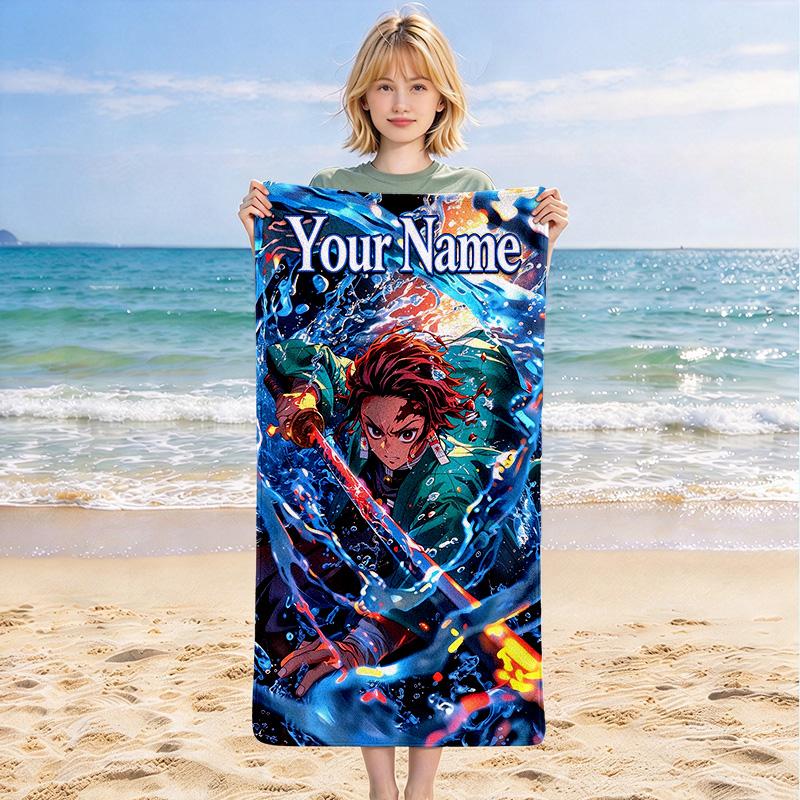 Custom Name Name Stylish Digital Printing Beach Towel Quick‑Drying Absorbent Blanket for Beach Pool Gym Travel