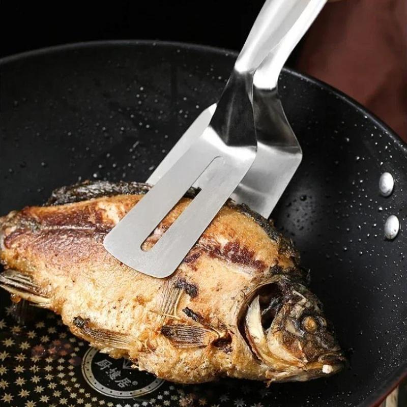 Velká nerezová lopata 304 se steakovou sponou a zesílenou grilovací špachtlí na vaření ryb