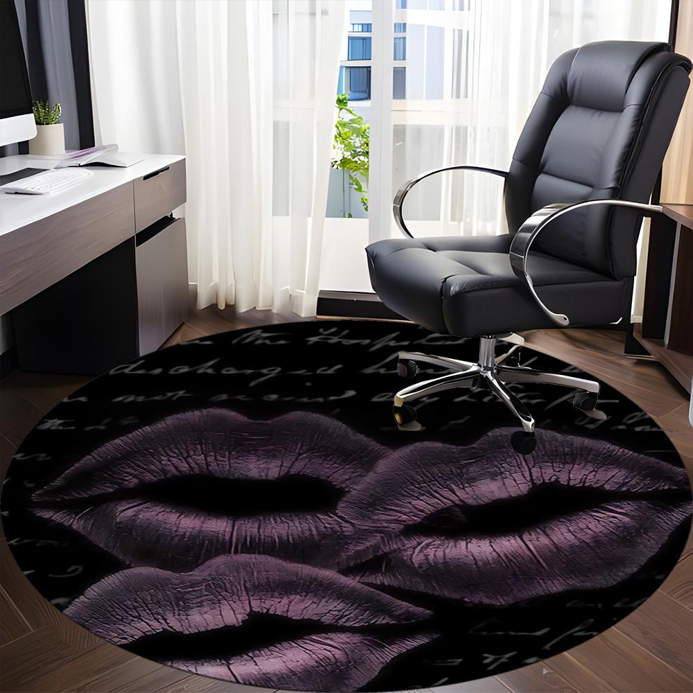 1pc Lips Kiss Office Round Area Rug,  Mat Suitable ForOffice, Under Office Chairs Bedroom Living Room Home Decor, Room Deco