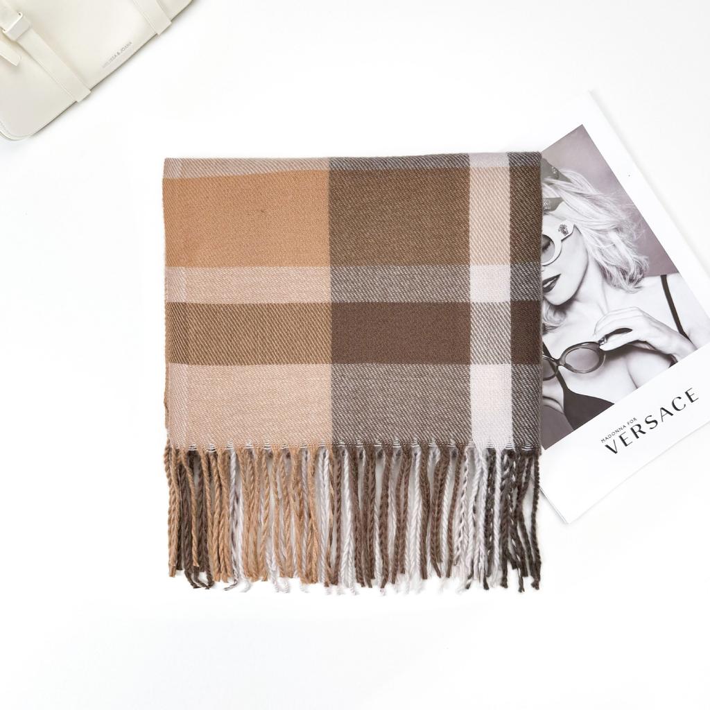 1116 New Korean plaid scarf women's winter senior sense versatile warm scarf student couple shawl dual-purpose