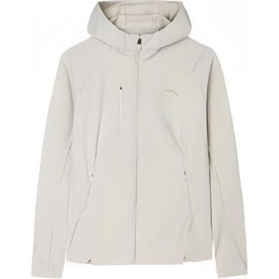 Training Series Solid Color Hooded Zip Long Sleeve Windbreaker Women Outerwear Mushroom-Gray 162437601S-1