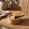 3-Compartment Wood Spice Box Swivel Lid Kitchen Condiment Pots  Cooking Seasoning