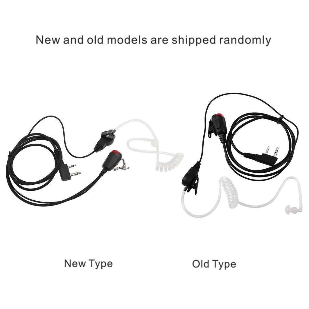 2 Pin   Acoustic Tube Earphone, Tube Earphone with 360 degrees  Rotating Clips and PTT Microphone, Red Light for Two Way Radio Wakie Talkie