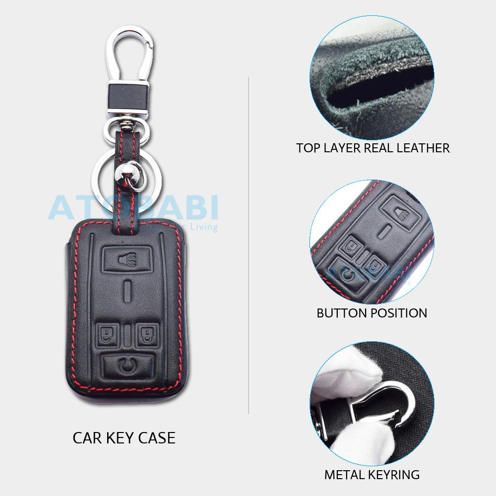 Leather Car Key Cover Bag For Chevrolet Silverado Suburban Colorado Tahoe Gmc Canyon Sierra Yukon    Remote Fob Case
