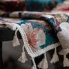 Polyester Cotton American Style Retro Jacquard Tassel Oil Painting Curtain Living Room Semi-shading Drape Kitchen Valance