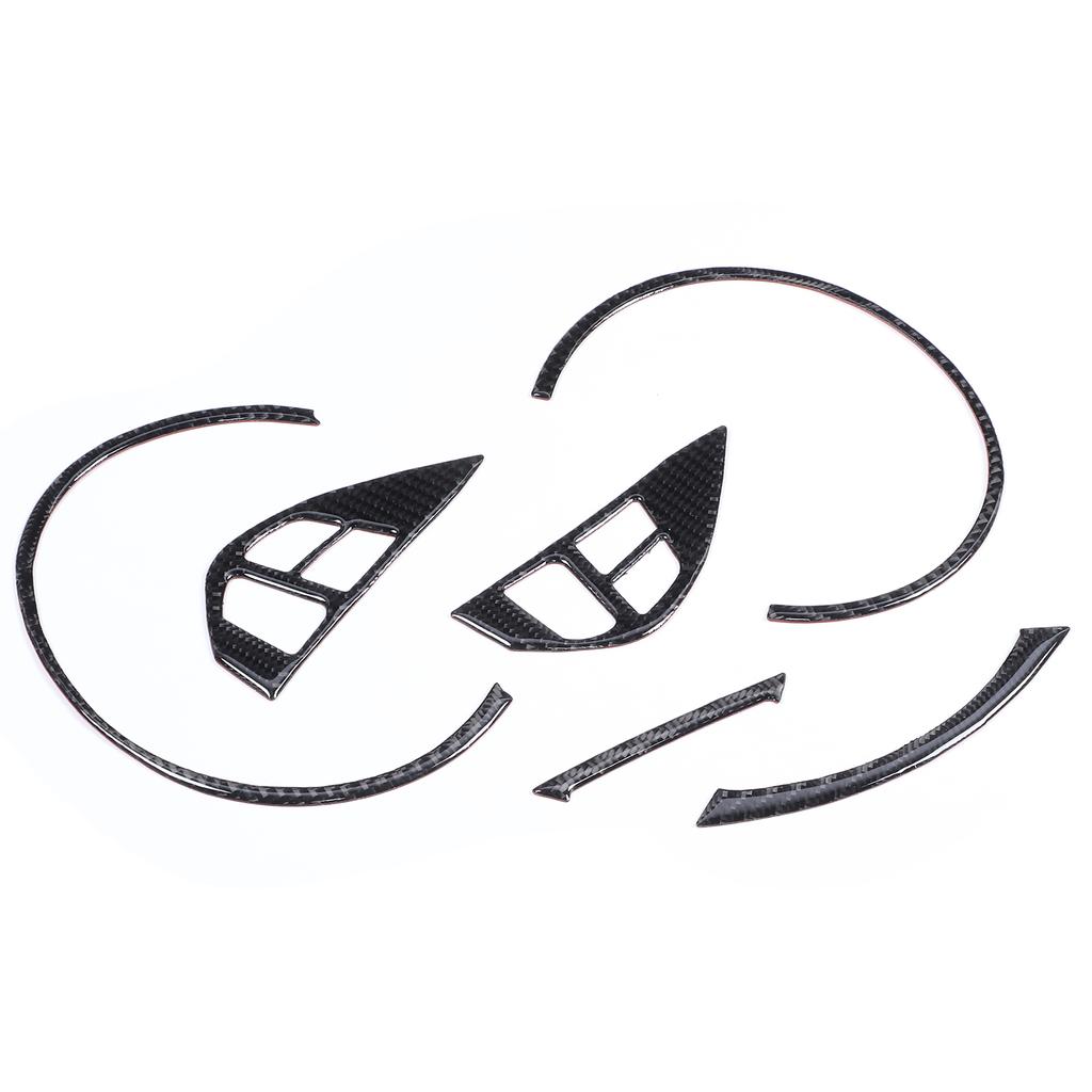 6Pcs Speedometer Frame Trim Steering Wheel Button Decor Carbon Fiber Cover Fit for Mitsubishi