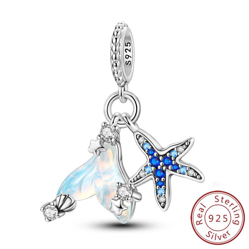 New Copper Charms Beads Pendants Summer Ocean Turtle Beach Fruit Shell Blue Charm For Women Bracelet Jewelry Gift