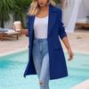 Women's Fashion Casual Long Sleeve Long Suit Jacket With Pockets
