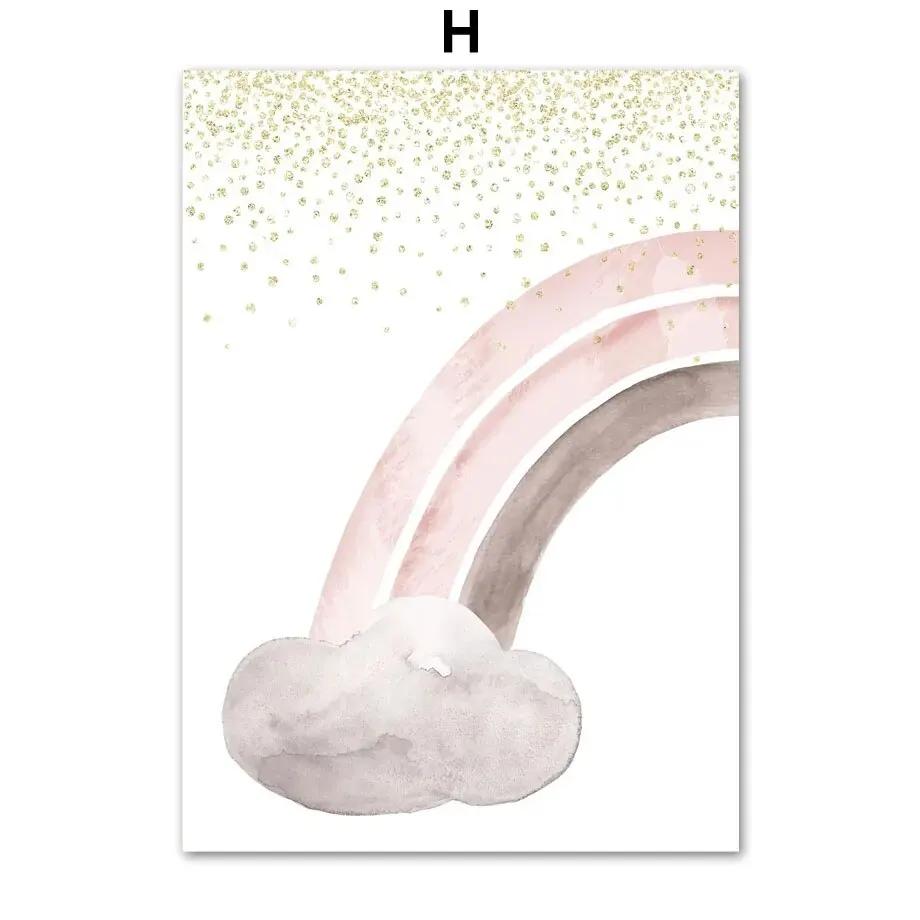 

Розовая русалка принцесса единорог замок радуга настенная живопись холст картина скандинавский постер настенные картины для девочки детская комната 30x40cm No Framed