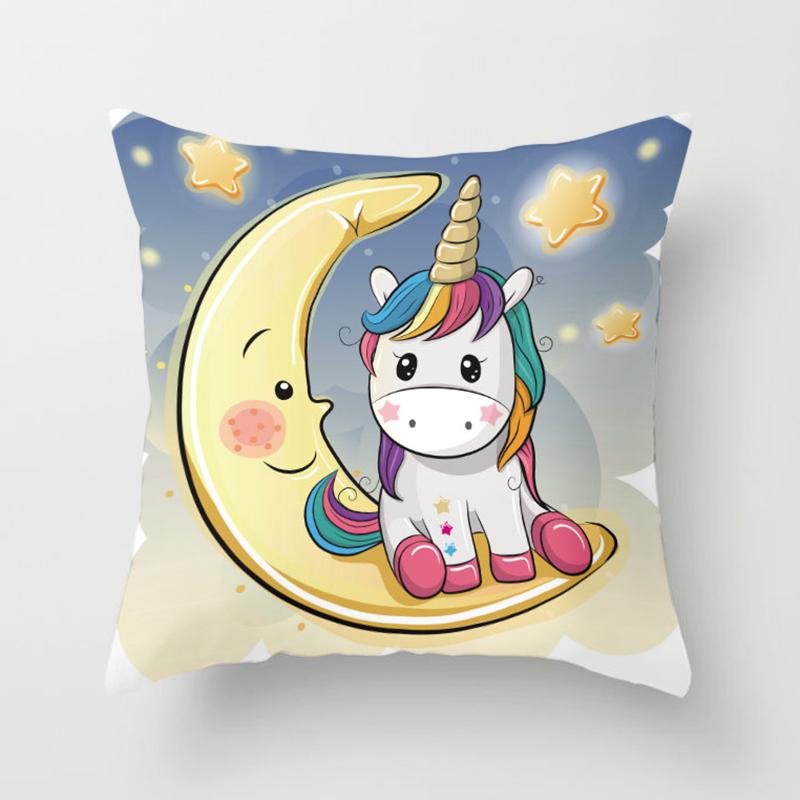 

Милий єдиноріг візерунок квадратна подушка поліестер наволочка диван офісне крісло наволочка проста прикраса дому 50X50CM