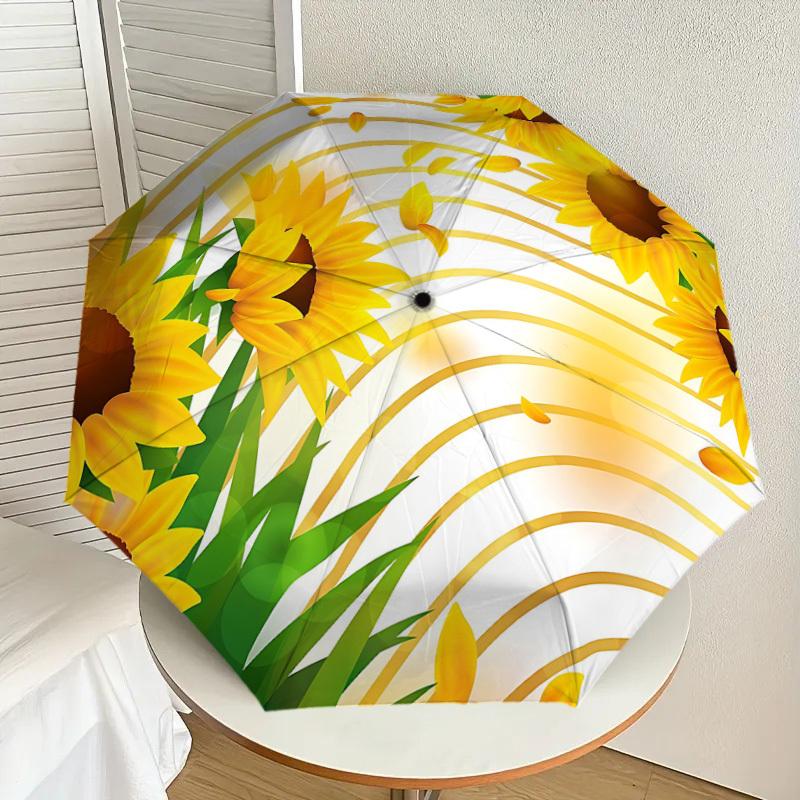 1PC Sunflower Field Umbrella-8-Rib Reinforced, Automatic Open, Lightweight & Durable, Cute Fashion Accessory for Outdoor-F2669