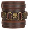 Örgülü Bileklik Deri Ayarlanabilir Tokalı El Yapımı Vintage Kurukafa Bileklik Takı(Kahverengi )