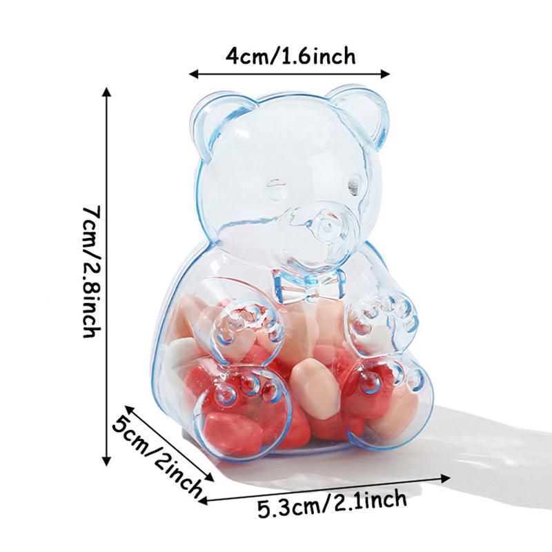 5pcs Transparent Bear Candy Box Plastic Wedding Gift Pink/Blue  Chocolate Boxes Baby Christmas Candy Storage Party Supply