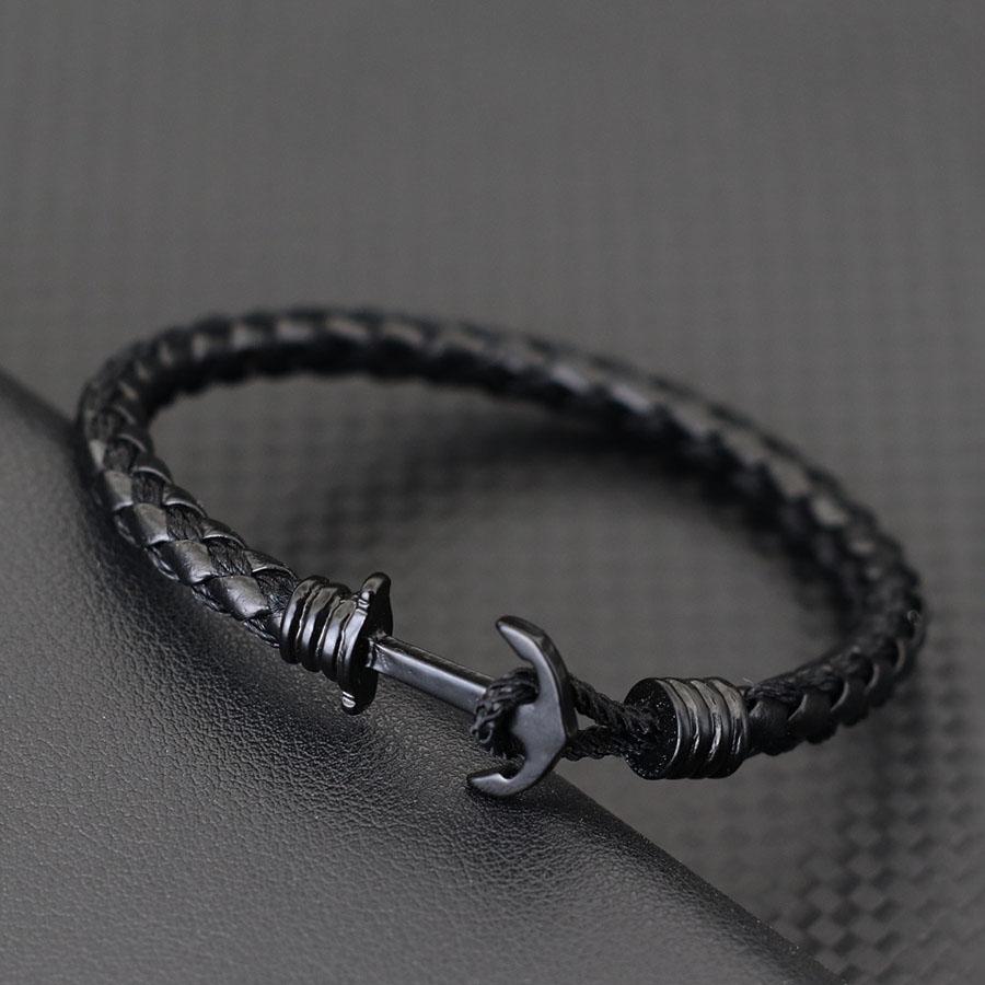 Marine Style Men Leather Bracelet Handmade Anchor Braslet Nautical Wrap Rope Braclet Outdoor Beach Surfing Accessories Pulseria