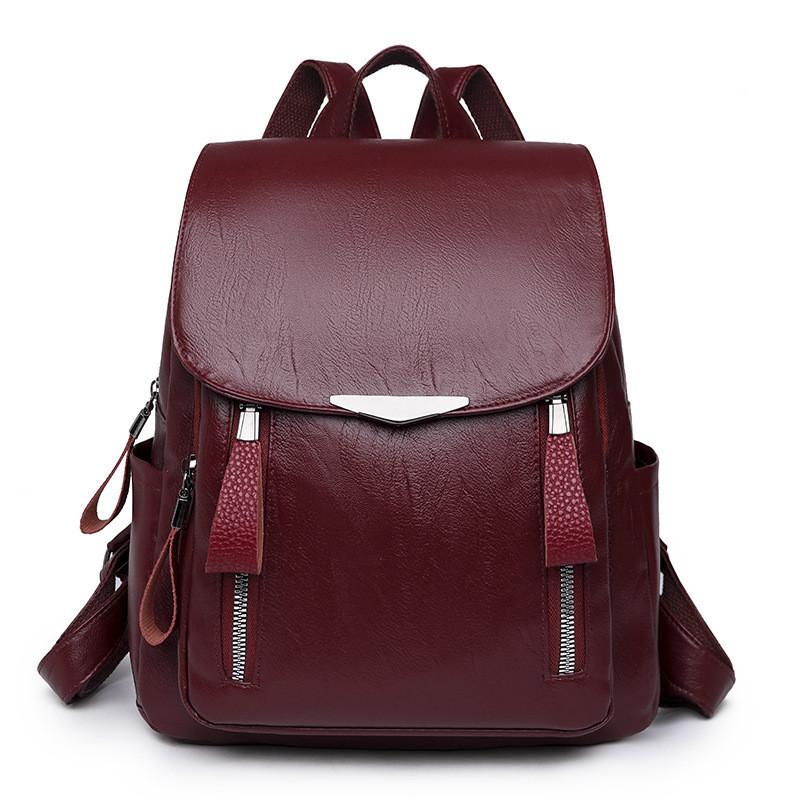Fashionable Pu Leather Women's Backpack Large Capacity For Casual Travel