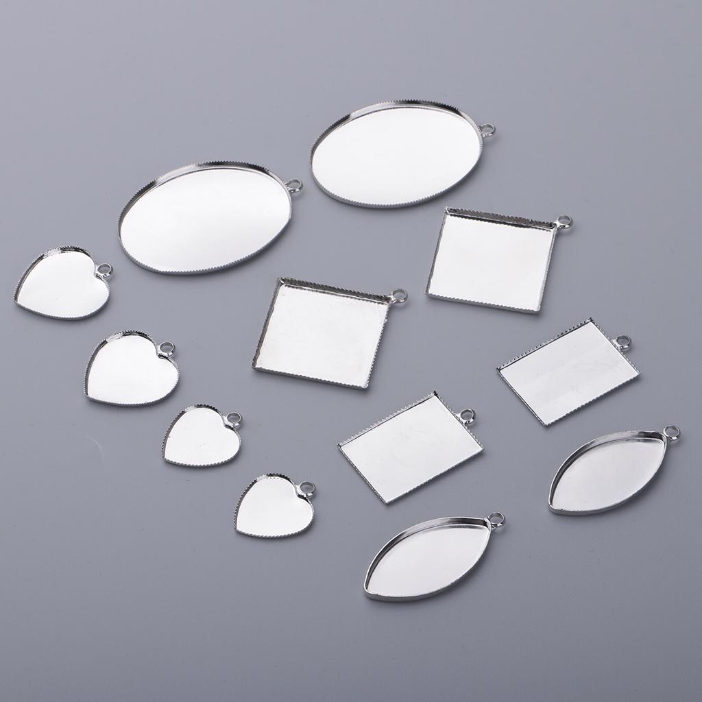 

12 предметов, смешанные подносы для подвесок, заготовки, безель, кабошон, основа для оправы, микс 1