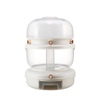 Grains Storage Box Rotatable Sealed Divided Button Rice Storage Tank for Kitchen Home White