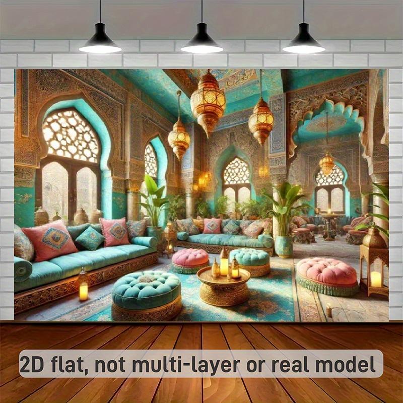 1 piece of 2D flat banner luxurious Moroccan-style polyester wall fabric for living room bedroom and office