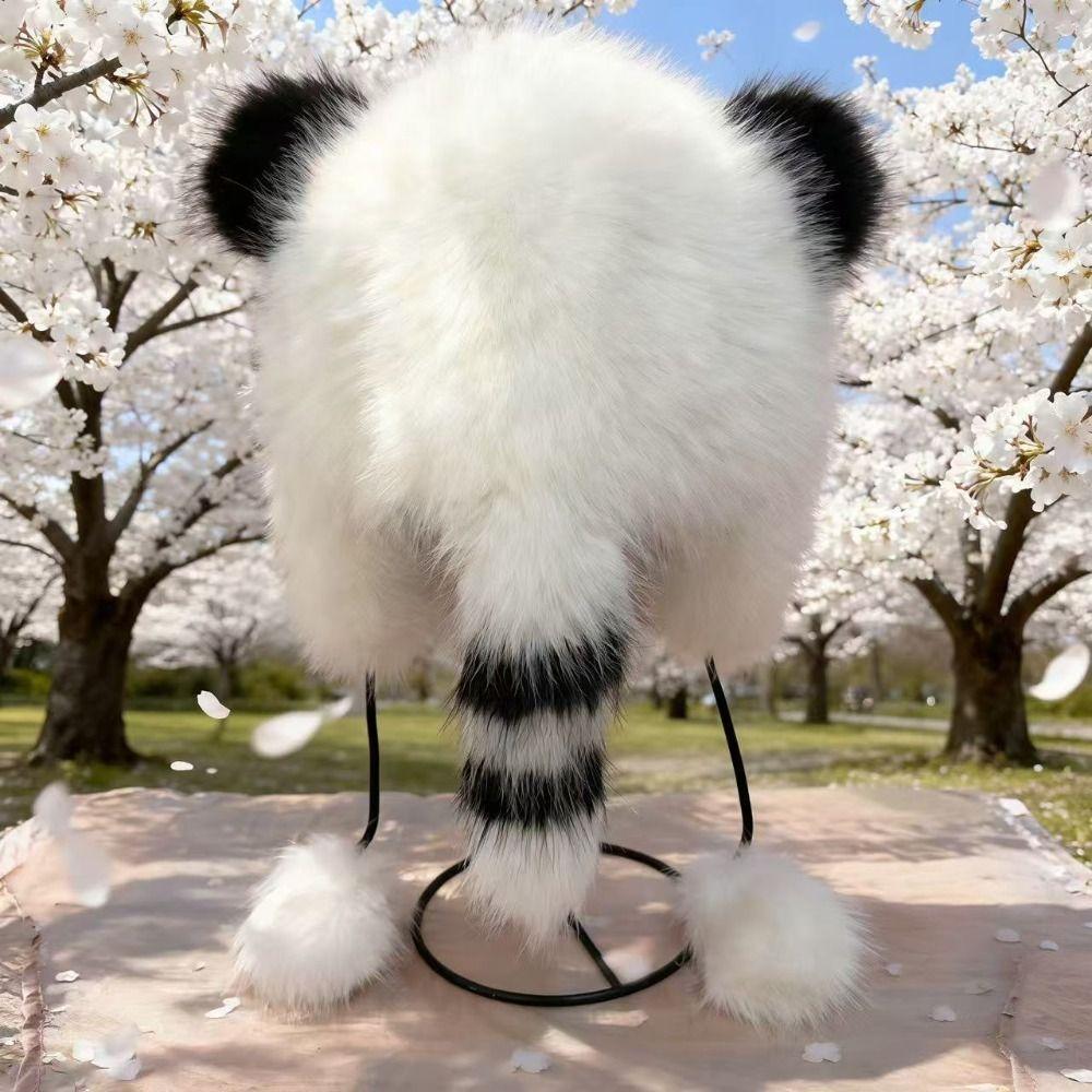 54cm-56cm/60cm Plush Ear Flap Hat Polyester Winter Warm Hat Windproof Cold Proof Hat Cold Weather