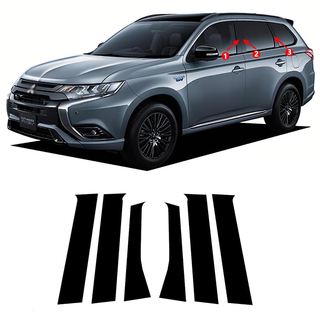 ZdeduoCar Specially Designed for Mitsubishi Outlander PHEV GG3W 2018 October Pillar Genuine Side Visor Protective Cover Set of 6 (August - 2020)