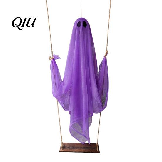 Schwingende Geisterlicht Halloween Dekoration, Großer hängender Schwing mit LED Lichterkette, Leuchtendes Ornament Batteriebetriebene Figur für Außen Innen
