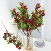 24 Fruits Artificial Pomegranate Branches Floral Arrangement Red Green Lifelike Fruit Festival Photo Props Simulation Plant Gift