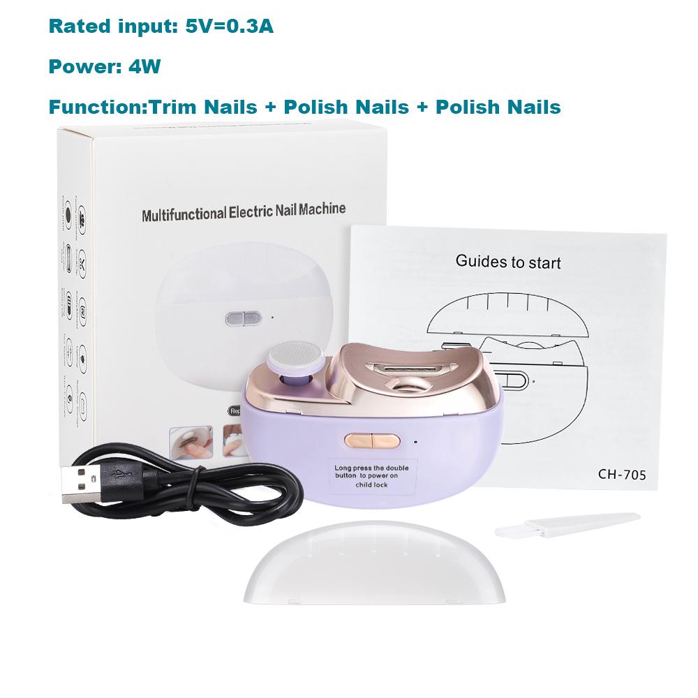 Electric Nail Clipper Automatic Grinding & Polishing with Light Nail Cutter Manicure for Baby Adult Rechargeable Nail Trimmer