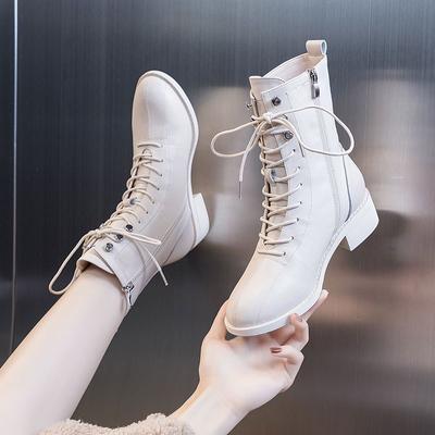 Pantofi Scurți pentru Femei cu Șireturi Încălțăminte Elegantă cu Toc Mediu Șireturi Botine de Gleznă pentru Femei Botine cu Vârf Ascuțit Stil Punk Combat
