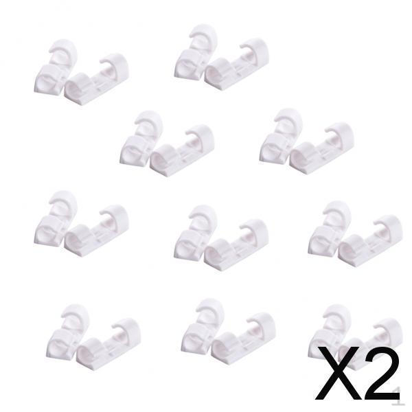 

2x20pcs Wire Cable Cord Clips Clamp Wall Tidy Organizer Holder White