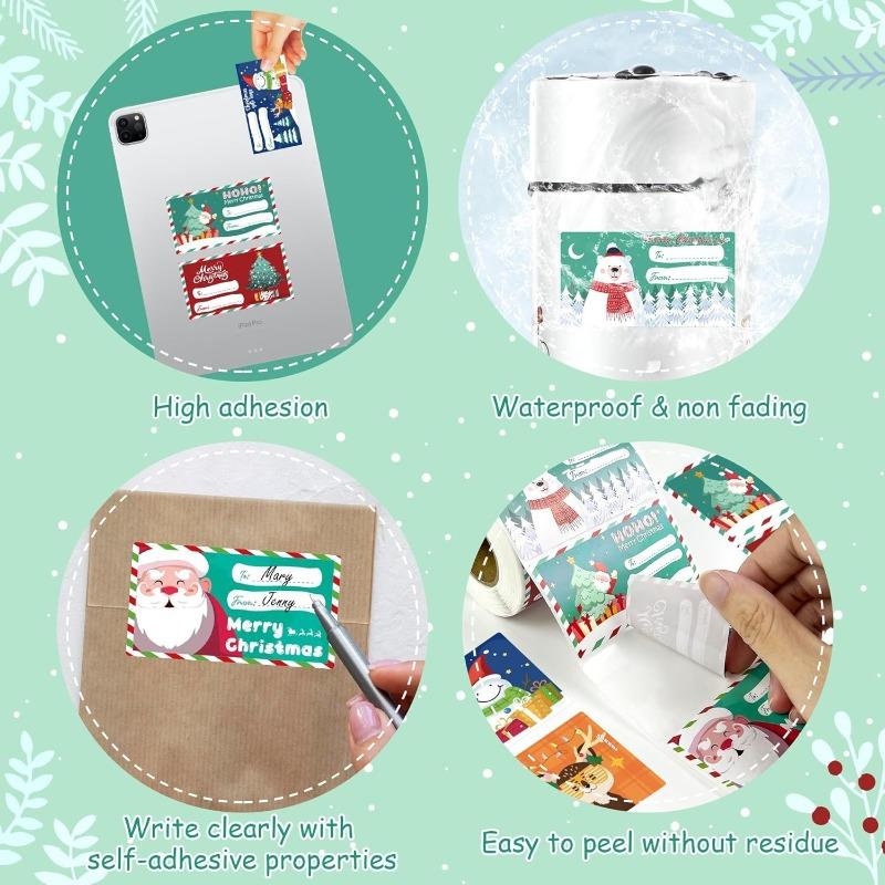 200-500pcs/Roll Christmas Stickers Christmas Decoration for Home 2025 Gift Wrapping Label StickerNavidadNatal New Year Gift 2026