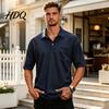 Men T-shirt with Buttons Golf Shirt Short Sleeve Collared T-Shirt Summer Tee