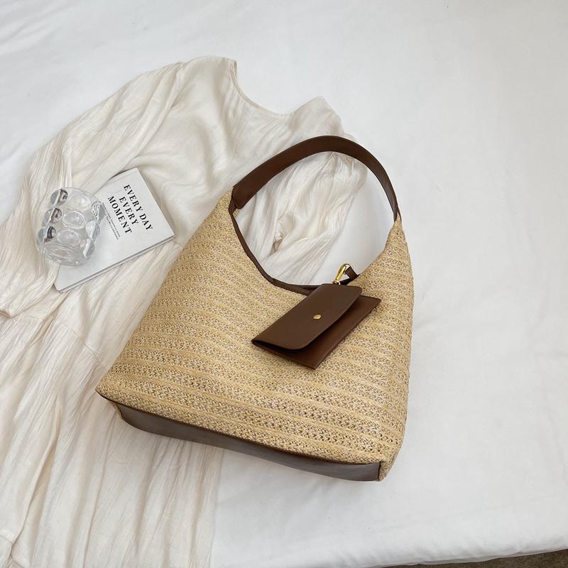 Stroh-Einkaufstasche, Schultertasche, Strandurlaub, gewebte Damentasche