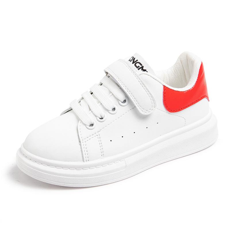 Student leather sneakers spring and autumn new school children's performance little white shoes trendy boys and girls soft baseplate shoes