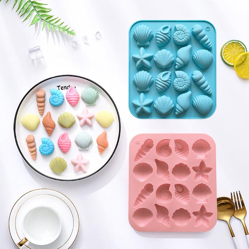 Seashell Mold, 2 Pack Ocean Silicone Mold, Marine Theme Seashell Conch Starfish Molds For Candy Chocolate Cake Decorations