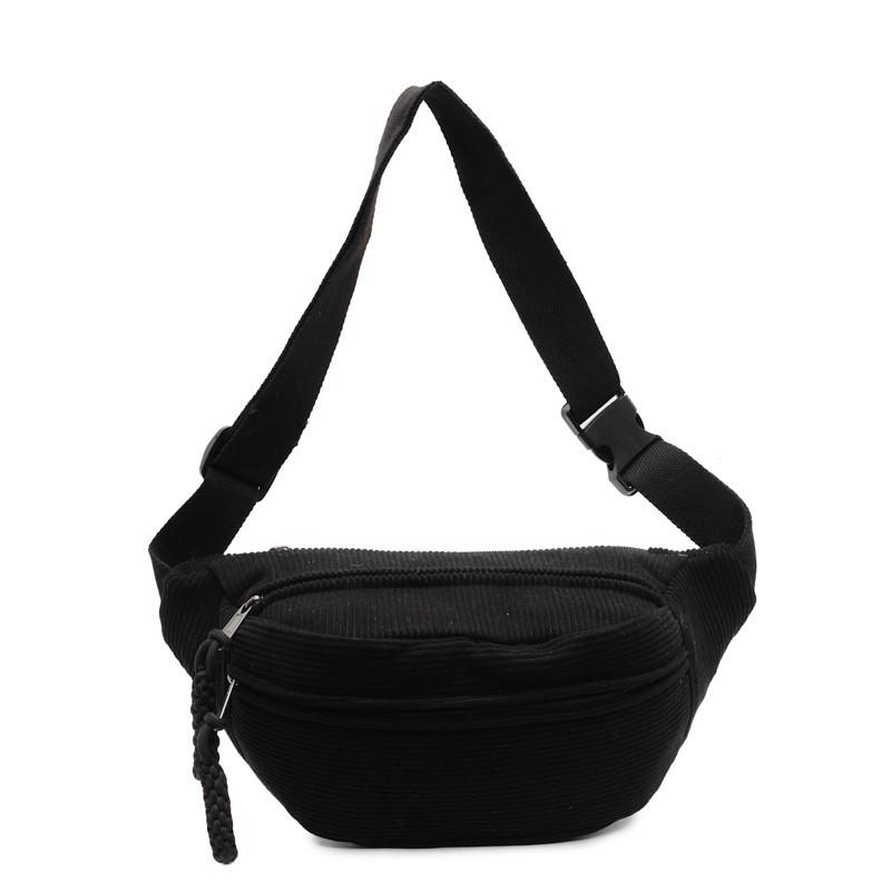 Cozy Corduroy Crossbody Bags for Men s Women Chest Bag, Street Style Sports Shoulder Bag, Unisex Versatility Romantic Matching чёрный