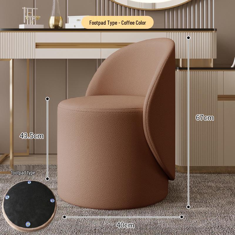Rotating Dressing Stool with Backrest for Bedroom, Nail Salon, or Makeup Room