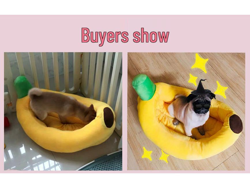 Cartoon Banana Pet Bed Cushion for Cats and Dogs - Winter Warmth