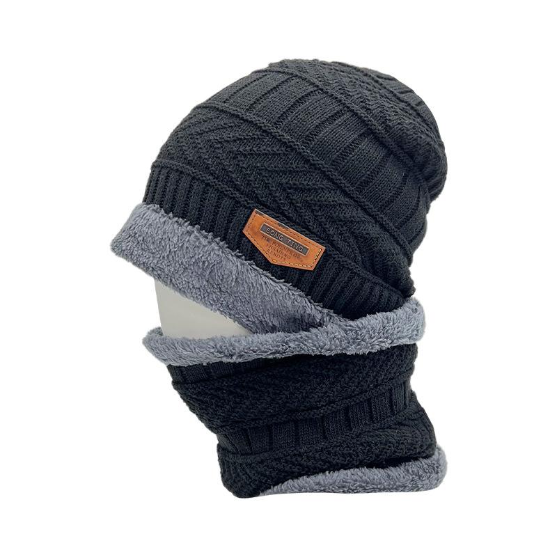 

Зимний теплый набор из двух предметов: шапка и шарф, модная повседневная шерстяная шапка, флисовая защита ушей для велоспорта, вязаная шапка average size (56cm~ 58cm)