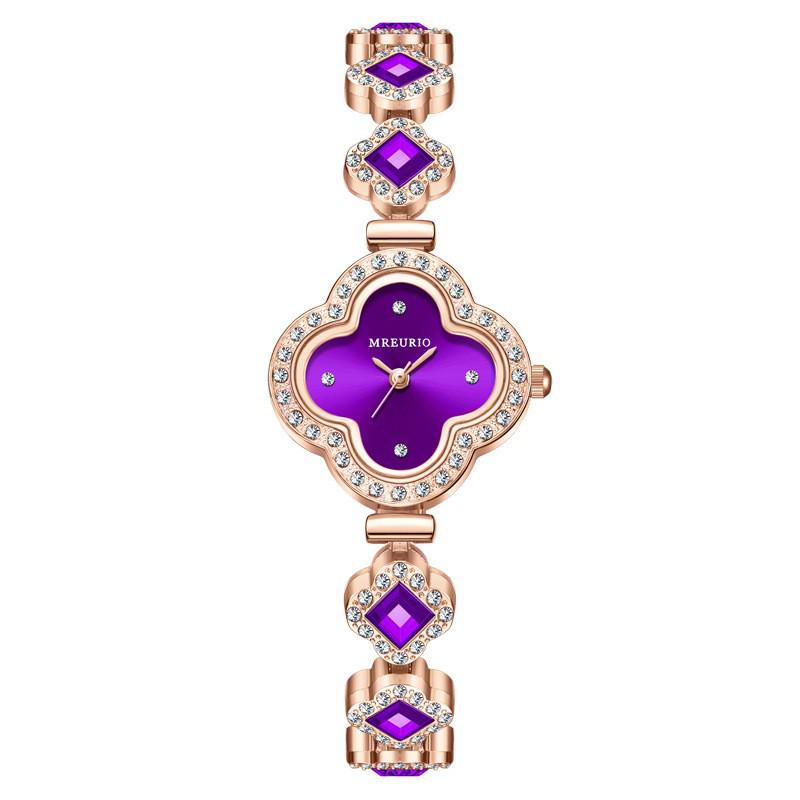 Popular Emerald Four-Leaf Clover Bracelet Quartz Watch for Women