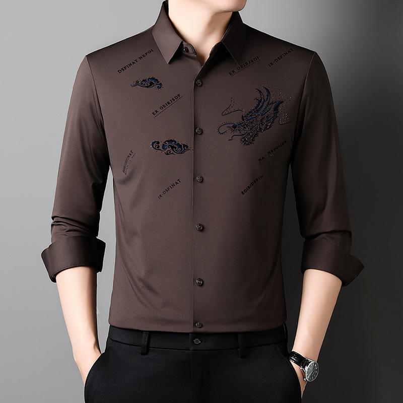 Spring New Year of The Dragon Seamless Shirt Men's Business Casual Shirt Top