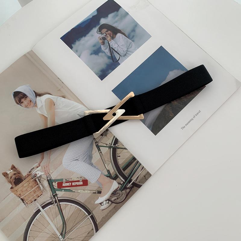 

Корейский эластичный пояс с треугольной пряжкой, декоративный пояс для пальто и платья, женский регулируемый пояс чёрный