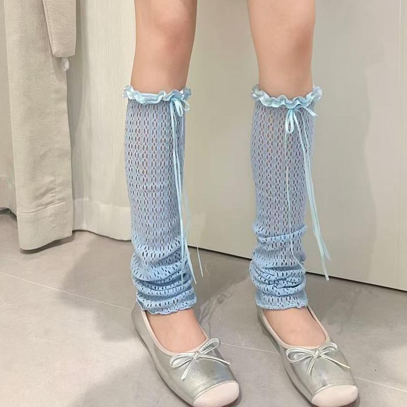 Candy Colors Leg Warmers Summer Women Sun Protection Dual-using Covers Lolita Fuffles Mesh Thin High Stockings Hollow Out Socks