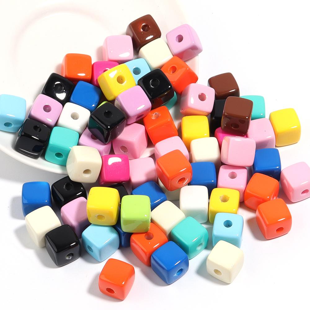 10pcs/Lot Acrylic Square Shape Beads Baking Varnish Cube Spacer Bead for DIY Original Bracelet Necklace Charms Jewelry Making