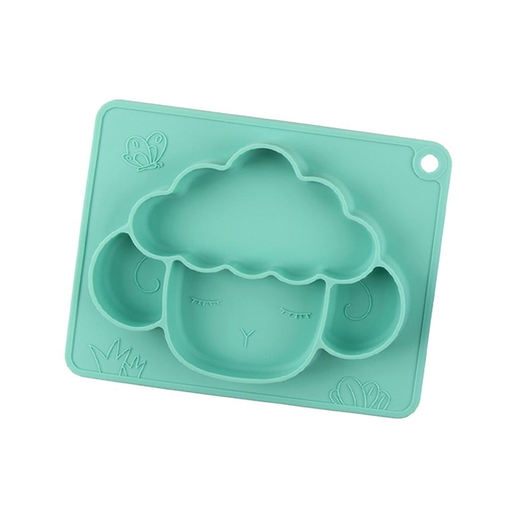 Baby Dinner Plate Divided Grids Cartoon Animal Shaped Prevent Slip Silicone Eating Plates for Children